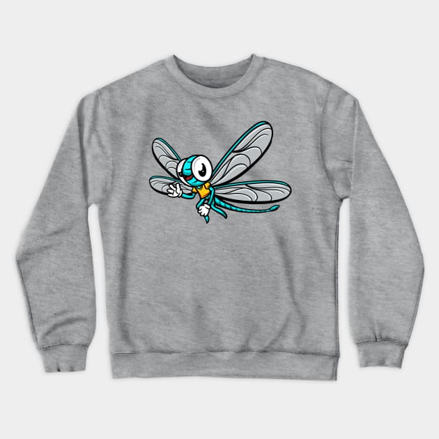 Cute Anthropomorphic Human-like Cartoon Character Dragonfly in Clothes Crewneck Sweatshirt by Sticker Steve